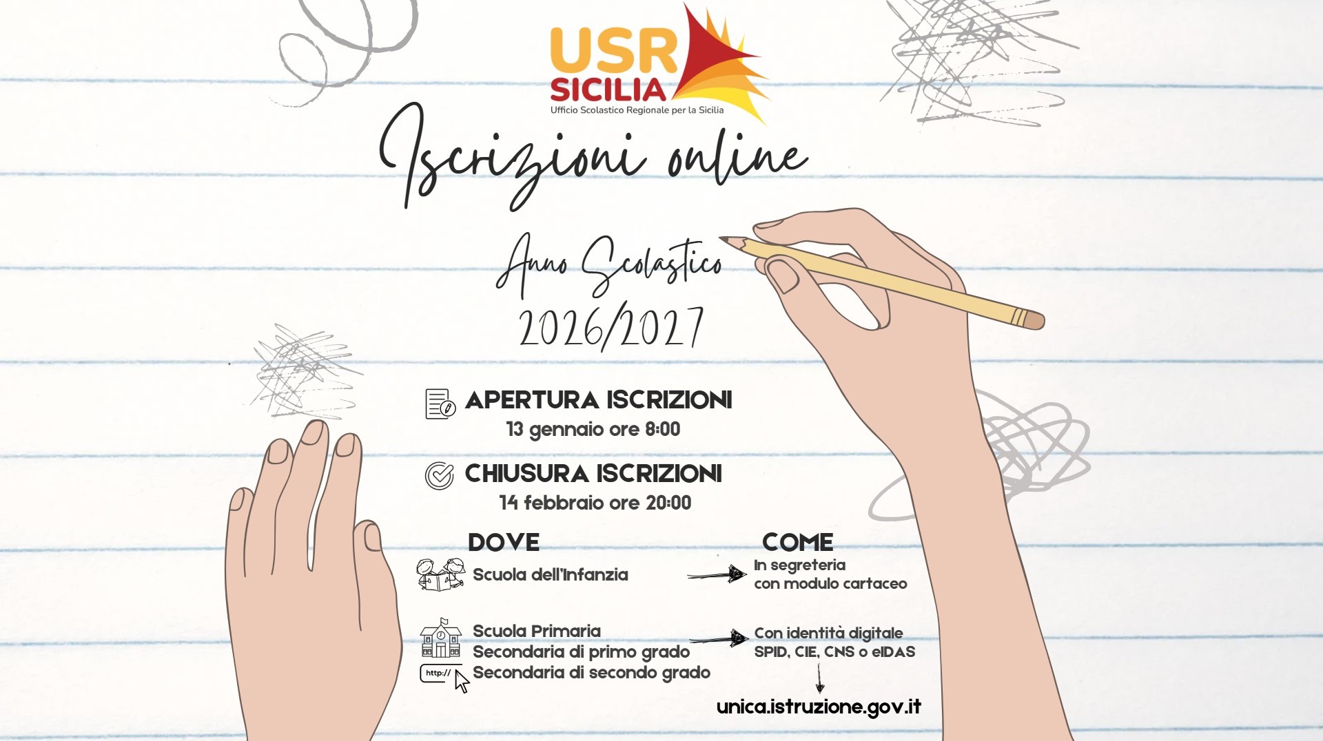Anno scolastico 2026/2027, iscrizioni aperte dal 13 gennaio al 14 febbraio 2026