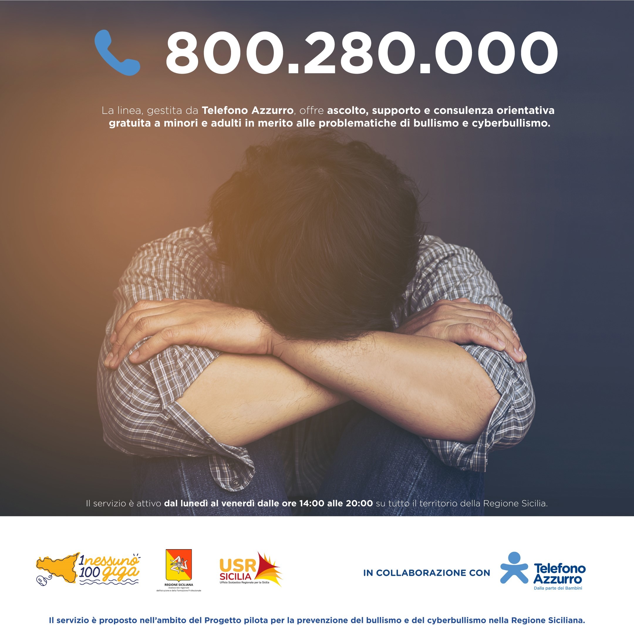 Scuola, in Sicilia attivo numero verde di Telefono Azzurro. Serra: “Modello di intervento concreto per contrastare ogni forma di bullismo e il cyberbullismo”